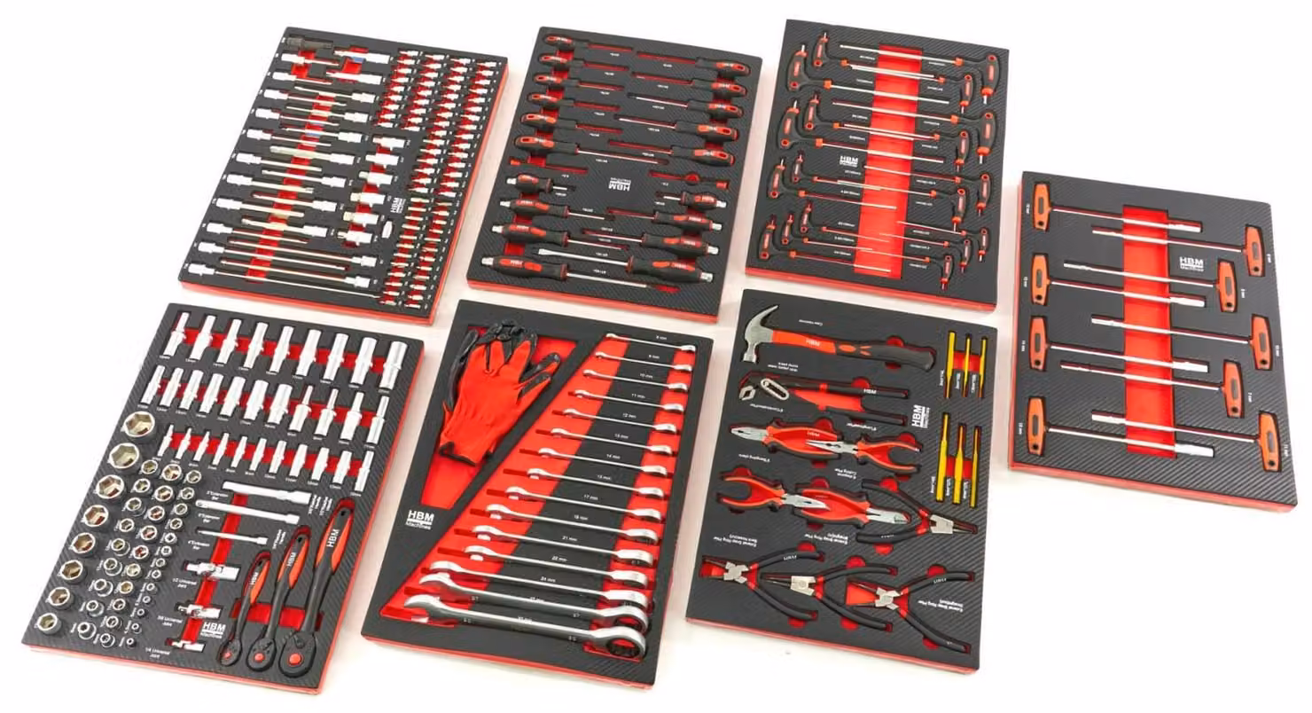 SET inserti utensili per carrello da officina 262 pz. inserto cassetto utensili rosso
