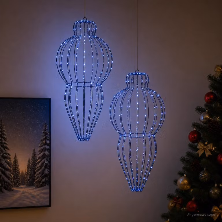 vidaXL Luce a punta di Natale 2 pz 640 LED Blu Ø 40 x 75 cm