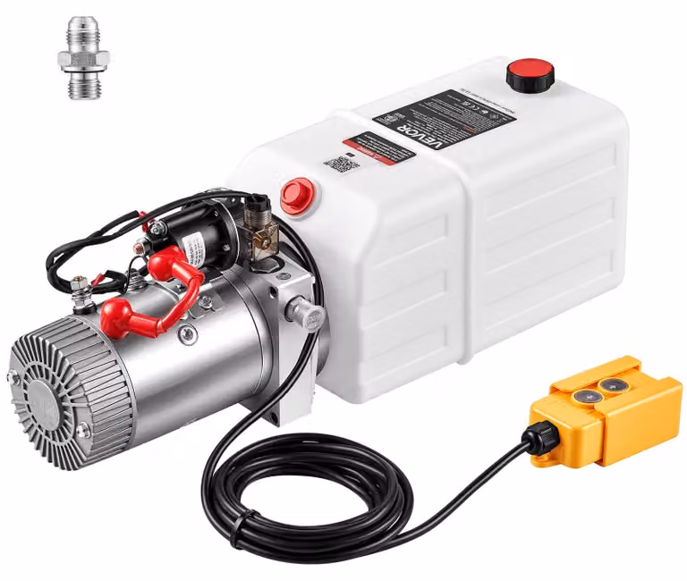 Pompa idraulica a 12 V DC, 1,6 kW, serbatoio da 7 litri, a semplice effetto, colore bianco