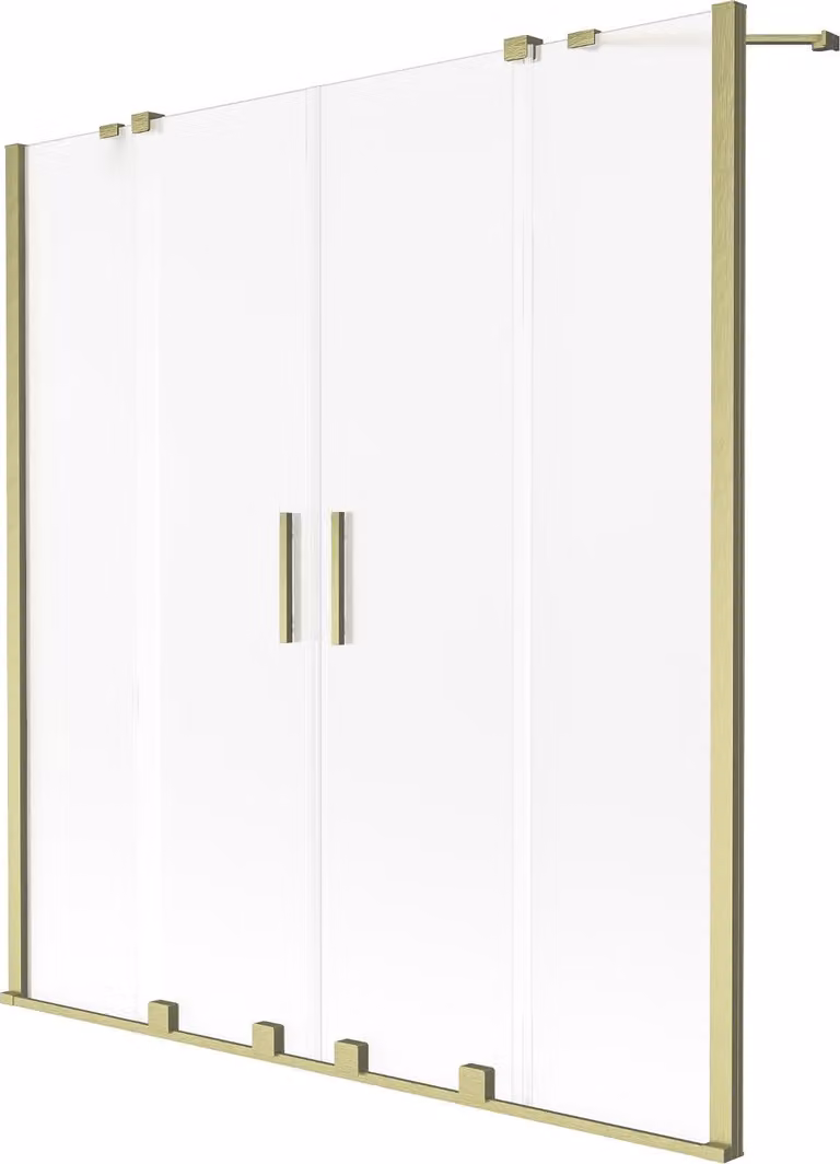 Mexen Velar Duo paratia per vasca da bagno a 2 ante scorrevoli 140 x 150 cm, brina, oro spazzolato - 896-140-000-32-55