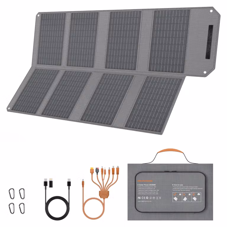 Pannello solare pieghevole da 80W, portatile, con efficienza del 23%, realizzato in ETFE, ideale per il campeggio