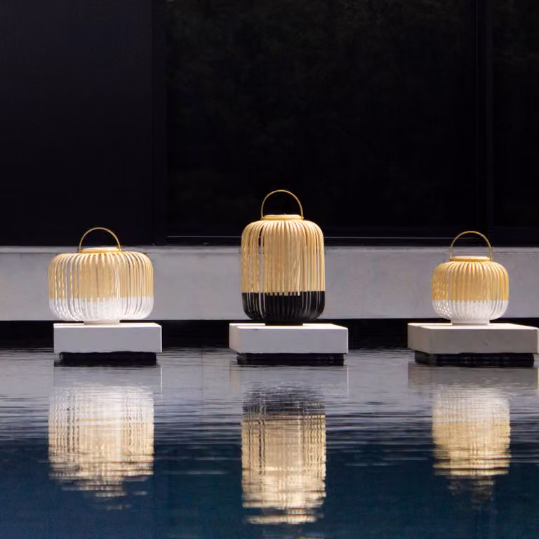 Forestier Lampada da tavolo Take A Way M, dimmerabile, Nero, bambù, Design, Lampada da tavolo