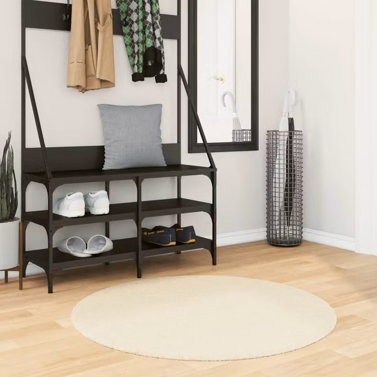 vidaXL Tappeto Rotondo HUARTE in Poliestere, Morbido e Lavabile, Antiscivolo, Beige, Ø 100 cm