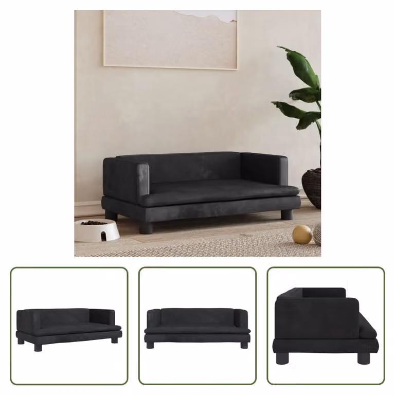 The Living Store Letto per cani nero 80x45x30 cm in velluto