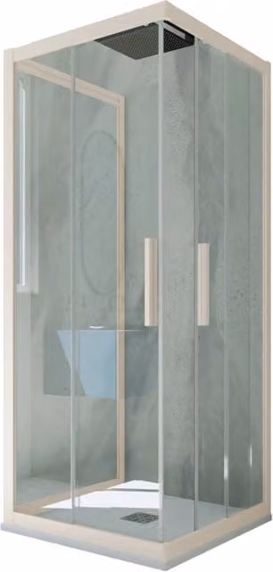 Box doccia Kolors Trio FORTE con 3 lati scorrevoli, vetro trasparente e profilo champagne, L: 110 cm, P: 80 cm, H: 200 cm