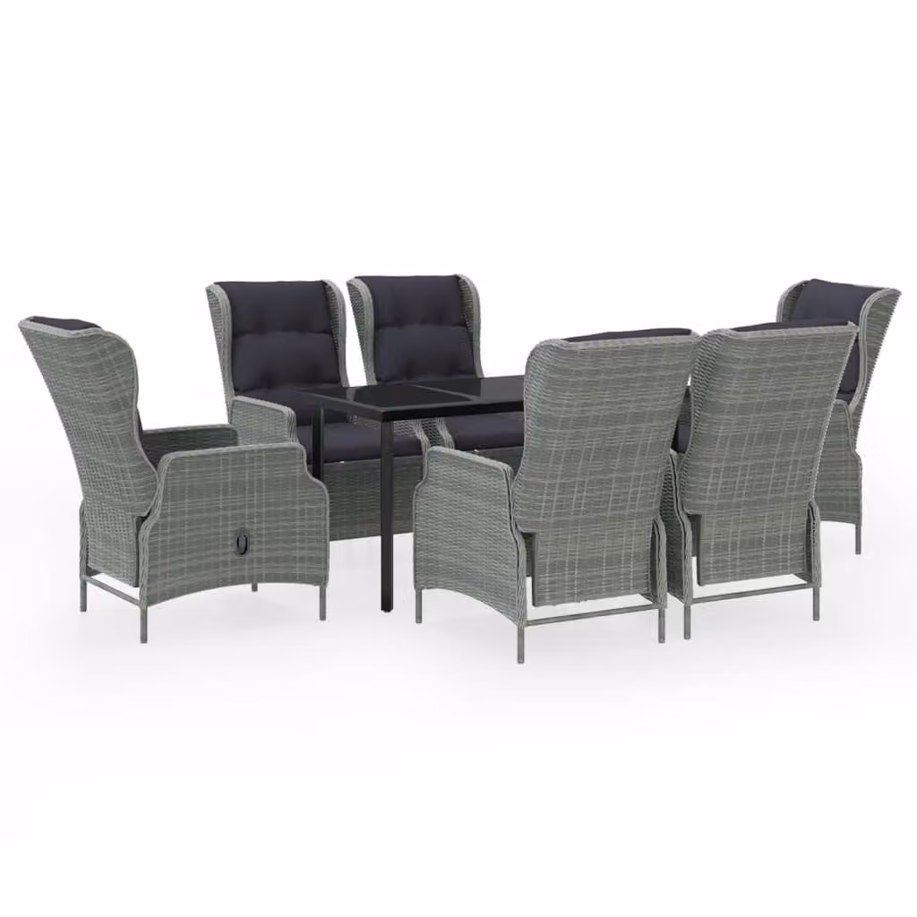 Set da Pranzo da Giardino 7 pz Grigio Chiaro