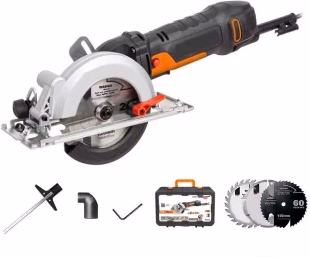 Sega Circolare Compatta Worx WX439 con Potenza 500W, Lama da 120mm e Profondità di Taglio 46mm per Legno e Metallo – 1