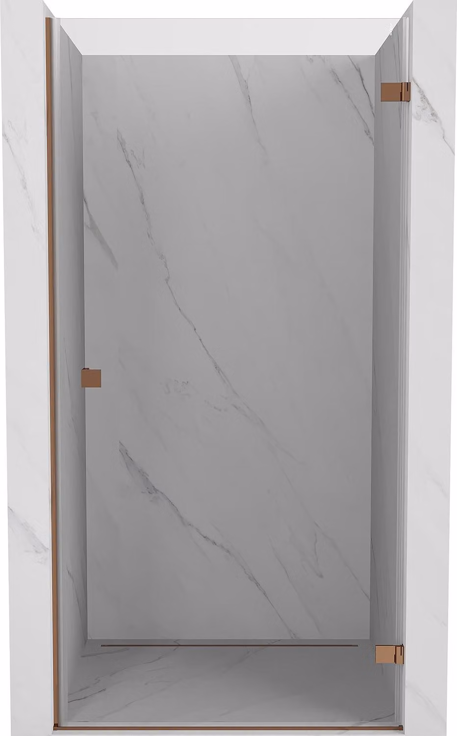 Mexen Lunar-B porta doccia a battente destra 60 cm, trasparente, oro rosa - 832-060-000-60-00-P
