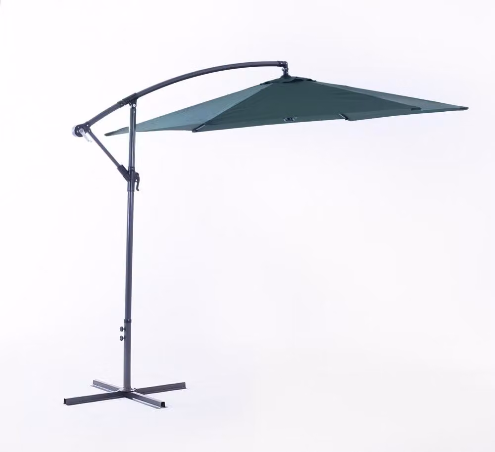 Ombrellone laterale esagonale Ø290 cm in alluminio con copertura impermeabile e apertura a manovella - design elegante e robusto per giardino e patio - PONENTE - Verde