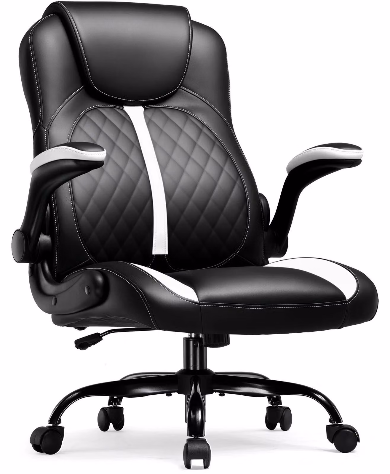 Sedia da gaming - GT550 - Ergonomica - Funzione oscillante - Braccioli ribaltabili - Regolabile in altezza - Girevole a 360° - Pelle finta - Bianco e nero