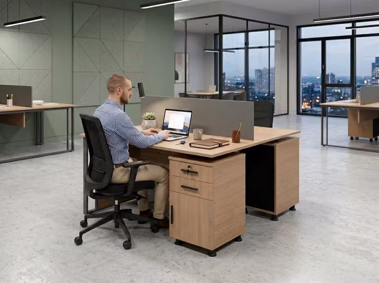 Schreibtisch ohne Schubladen Beige Modern Tisch mit Metallgestell