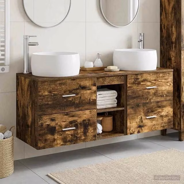 Set di mobili per il bagno 3 pz Rovere Fumo 49,5 x 44,5 x 66 cm 3405927