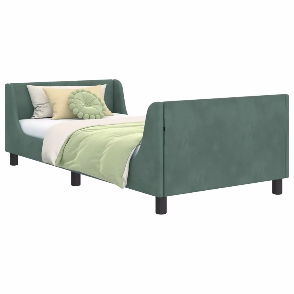 Struttura letto per bambini vidaXL in legno con testata in velluto Verde Turchese, L/P/H: 90 x 200 cm – 2