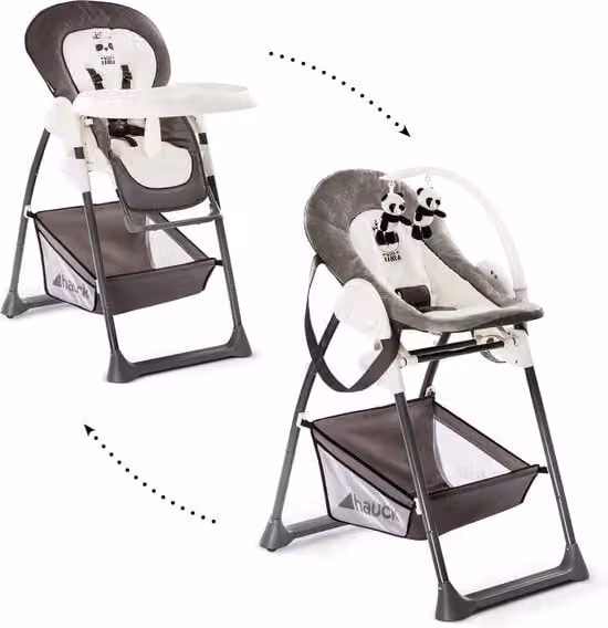Seggiolone per bambini con letto e sedile per bambini in crescita, fino a 15 kg, struttura in legno con ruote e cesto, tavolo per pasti, pieghevole