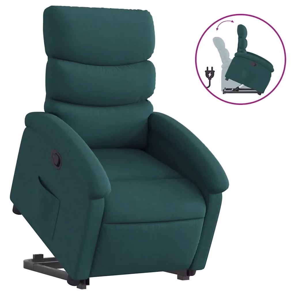 Poltrona Alzapersona Reclinabile vidaXL Verde con Assistenza Elettrica e Braccioli – 2