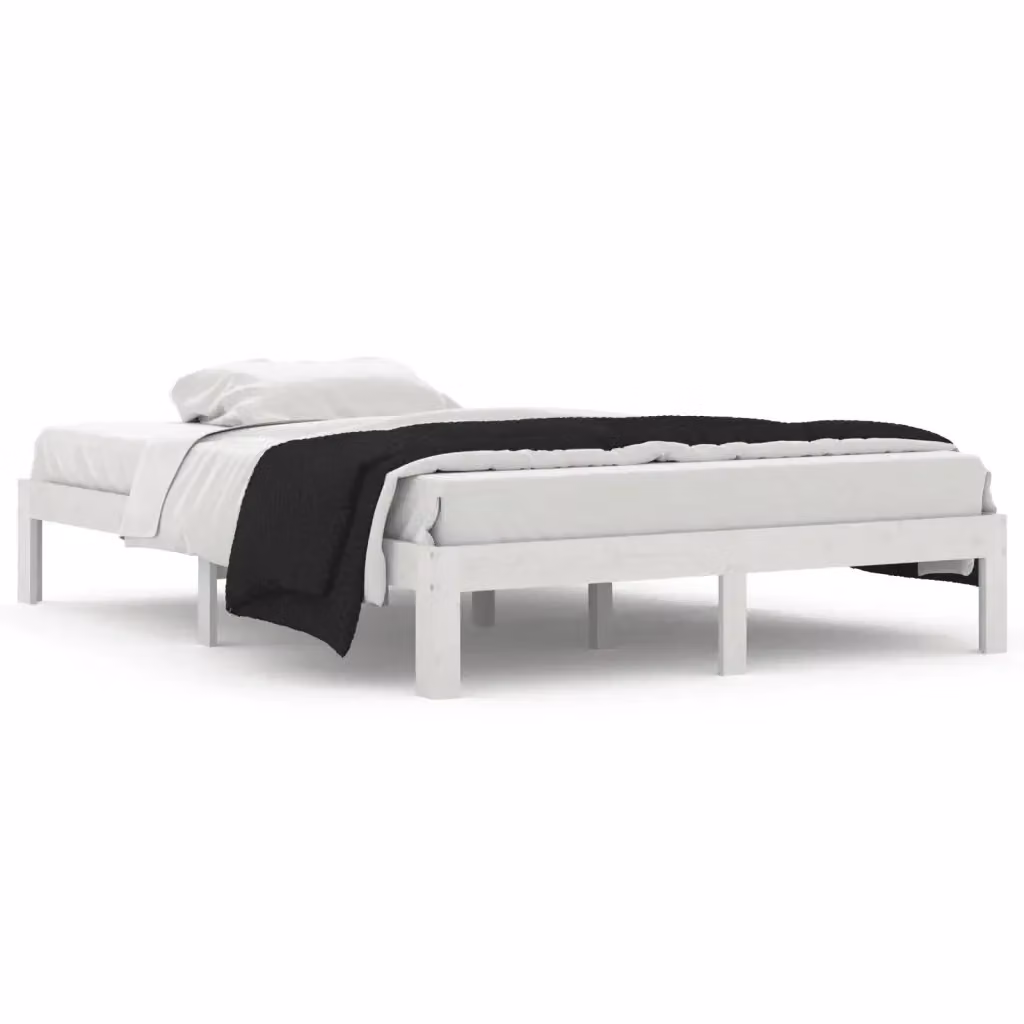 Letto con Giroletto Bianco in Legno Massello di Pino vidaXL L/P: 140 x 200 cm – 2