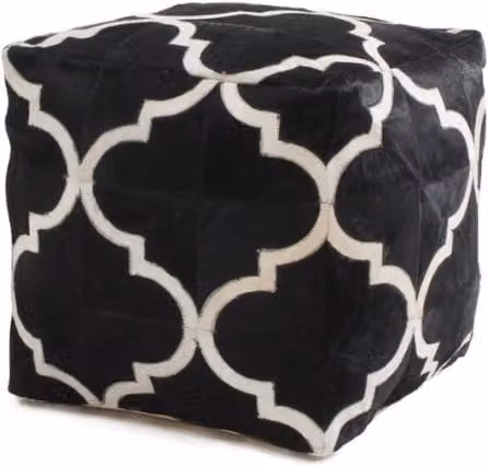 Pouf Eclipse 300 in pelle nera 45x45 cm