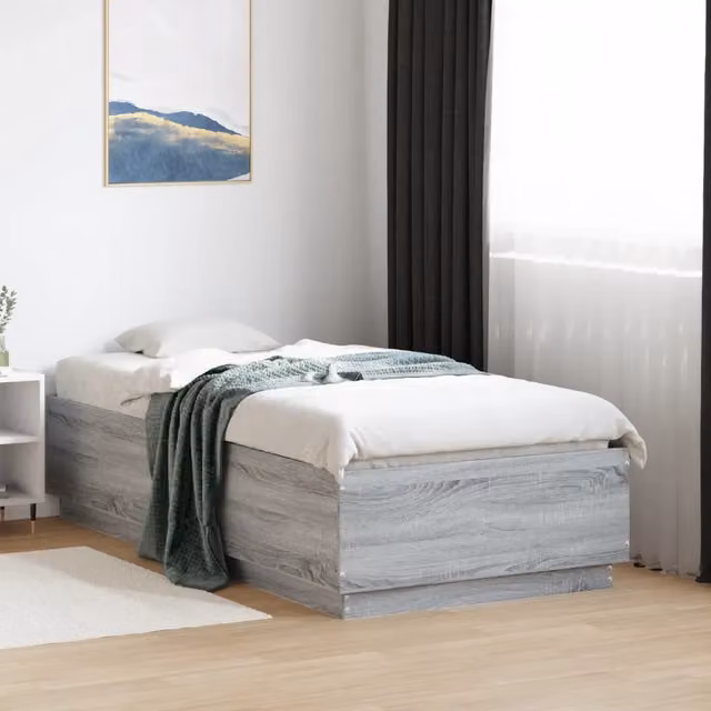 Struttura Letto Design Mania in Rovere Sonoma con Doghe in Legno, L/P/H: 190 x 90 x 40 cm – 1