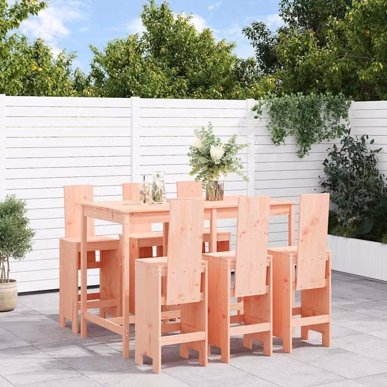 Set da bar da giardino vidaXL in legno di Douglas marrone, 7 pezzi
