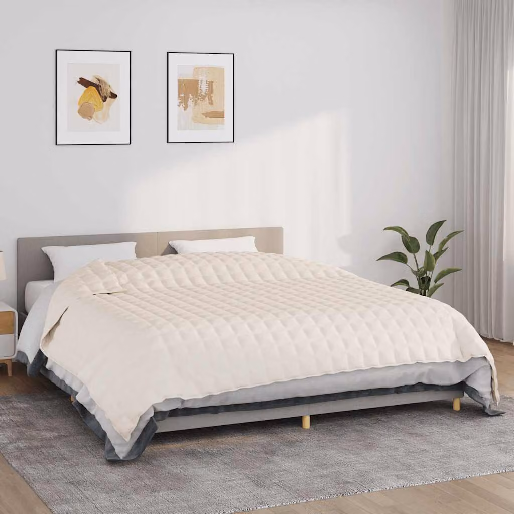 Coperta Ponderata vidaXL in Microfibra e Cotone, Colore Beige, L: 235 cm, P: 290 cm, Peso: 15 kg