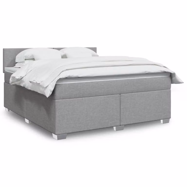 vidaXL Giroletto a Molle con Materasso Ibrido in Tessuto Grigio e Bianco, L/P: 180 x 200 cm