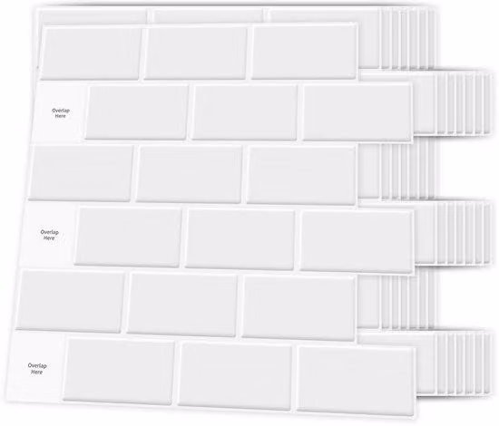 Pannelli murali in Vetroceramica autoadesivi, design 3D, 30x30 cm, colore bianco