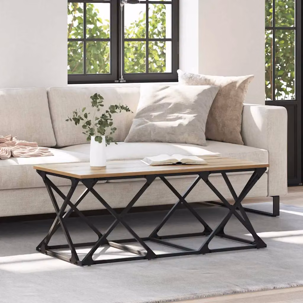 vidaXL Tavolino da salotto moderno in rovere marrone L: 100 cm, P: 49 cm, H: 40 cm