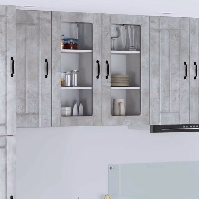 Set di 2 pensili da cucina moderni vidaXL in legno grigio con ante scorrevoli L/P/H: 40 x 31 x 80 cm