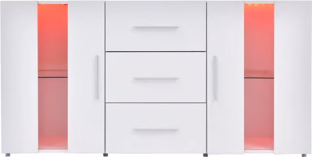 Sideboard in rovere con LED, mobile contenitore 140x35x70 cm per soggiorno e sala da pranzo