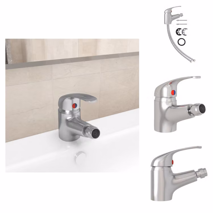 vidaXL Miscelatore per bidet da bagno argento 13x12 cm -  Rubinetteria