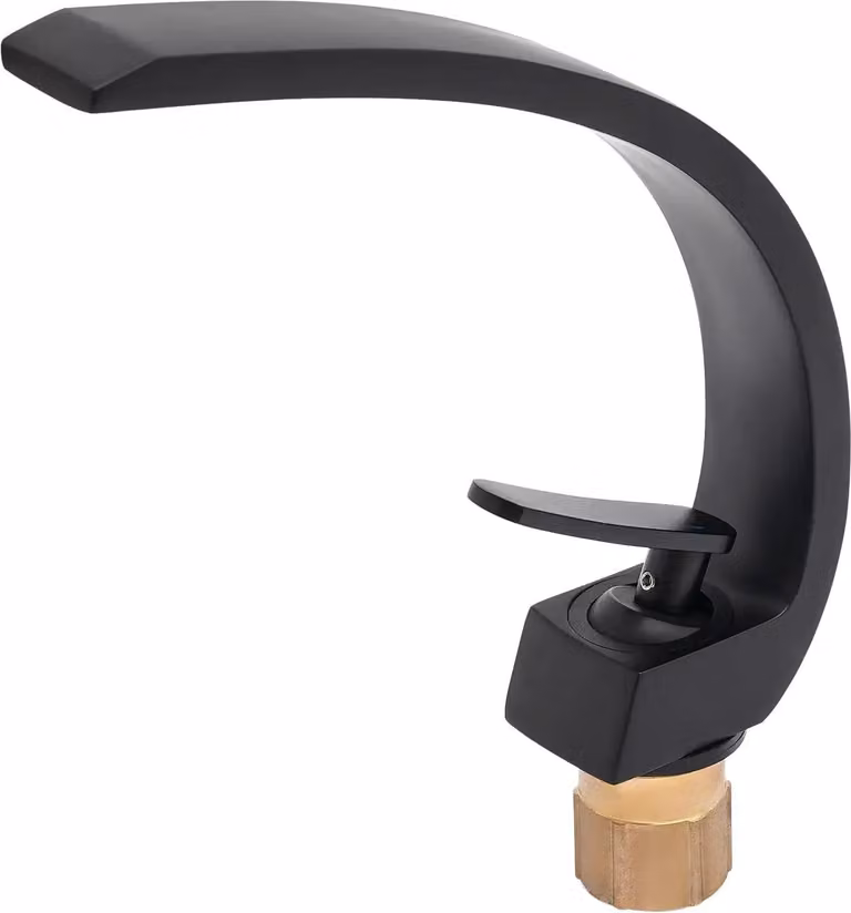 Rubinetto per lavabo, design moderno, funzionamento delicato, ottone, nero