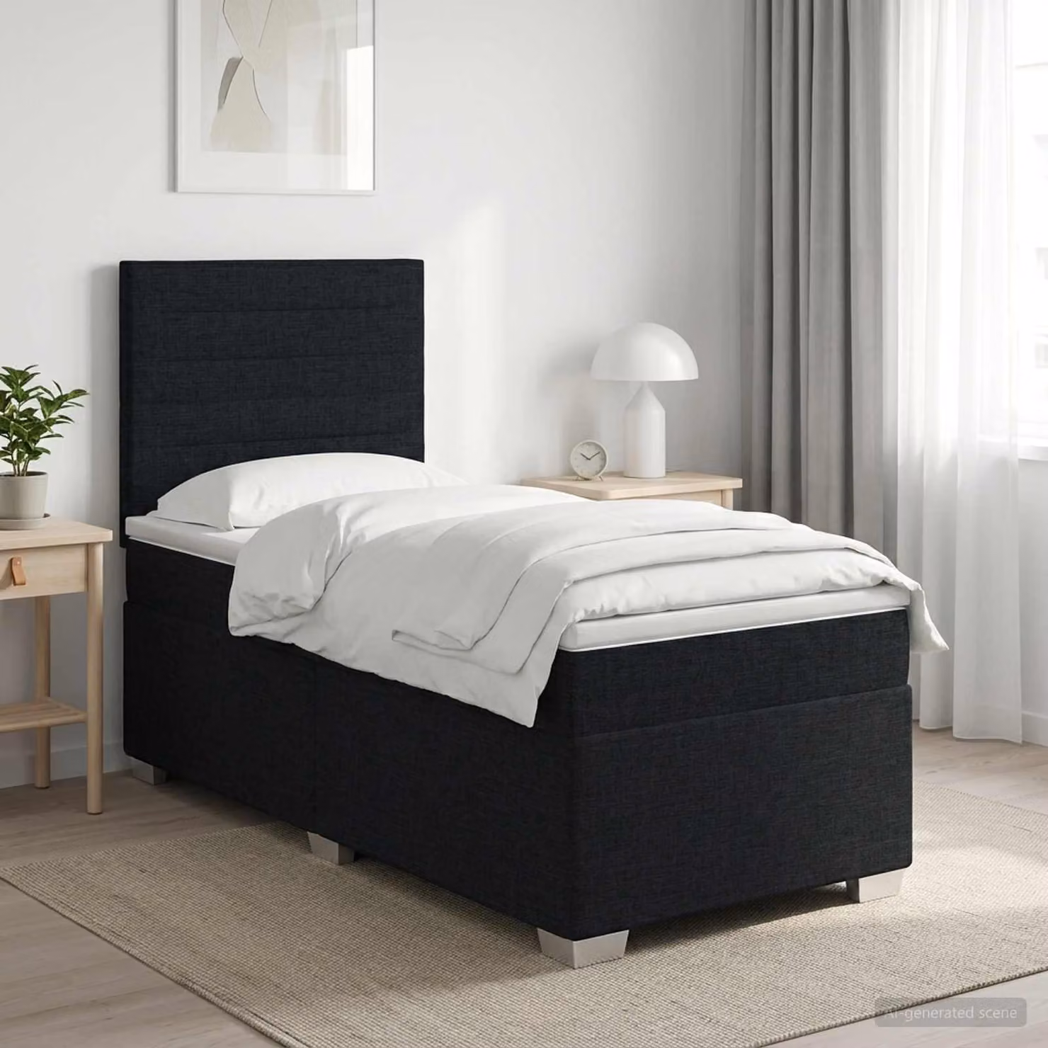 Maison Exclusive - Letto boxspring con materasso nero 90 x 200 cm Tessuto