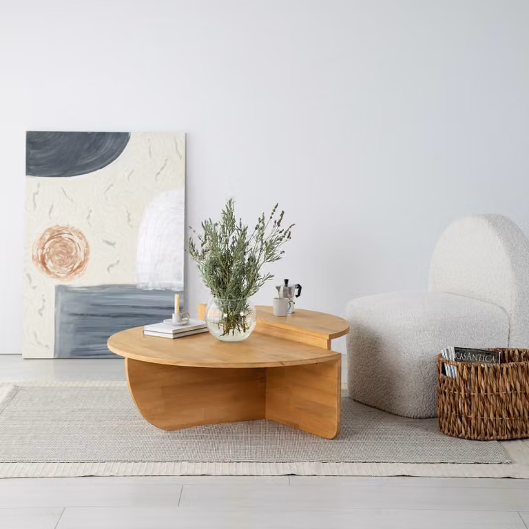 Skye Decor, Podium Wood - Oak, set di tavolini da caffè, 100 % MASSIVE PINEWOOD, rovere, 90 x 60 x 30 cm