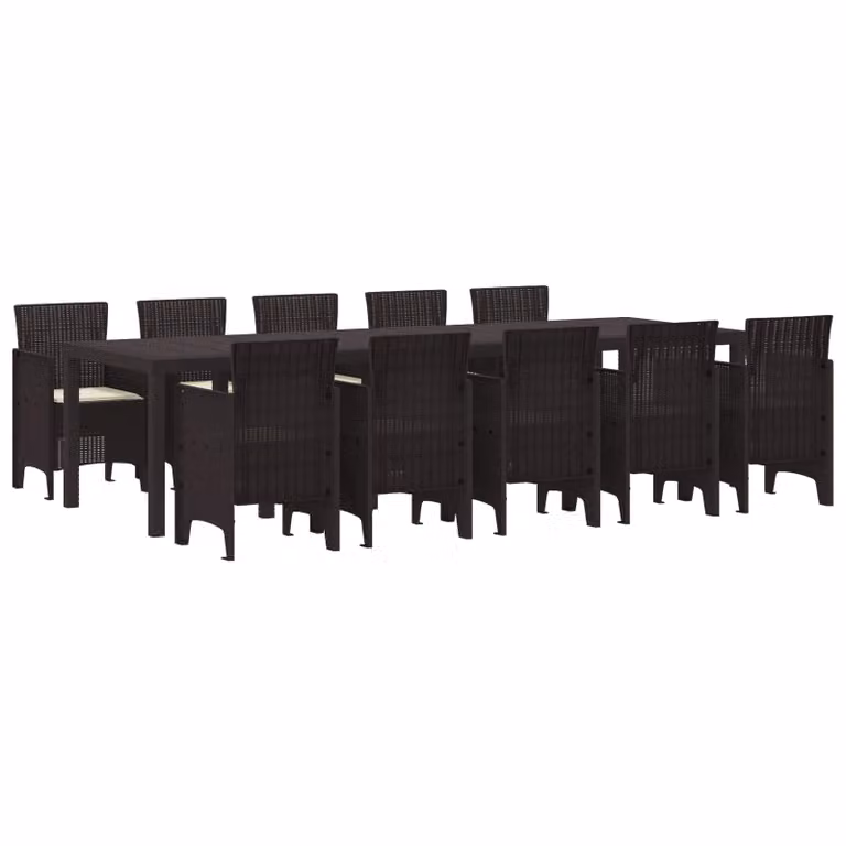 vidaXL Set da Pranzo per Giardino 11 pz Marrone e Crema Rattan