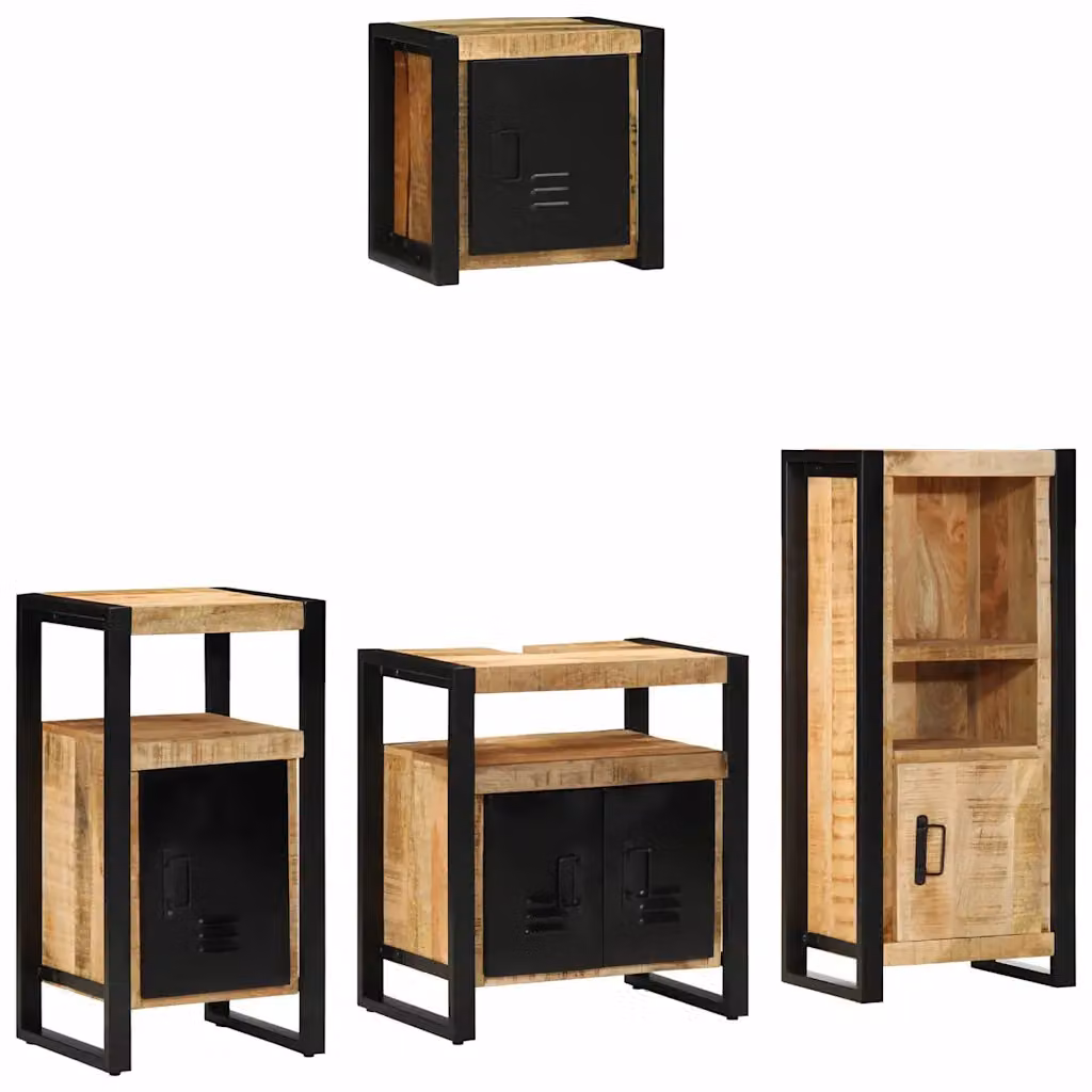 vidaXL Set di mobili per il bagno 4 pz Marrone e Nero 55 x 35 x 60 cm