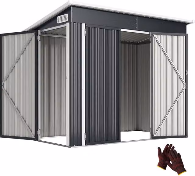 Casetta da Giardino in Metallo ¨C Zephmum ¨C Grigio 234x132x185cm
