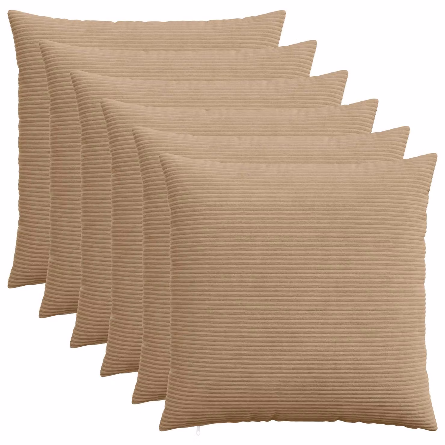 Set di 6 federe vidaXL HEERLEN in velluto a coste marrone, L/P: 70 x 70 cm