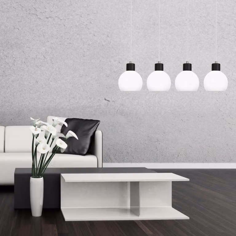 Lampada a sospensione cromata con paralume bianco MOKA 14-111