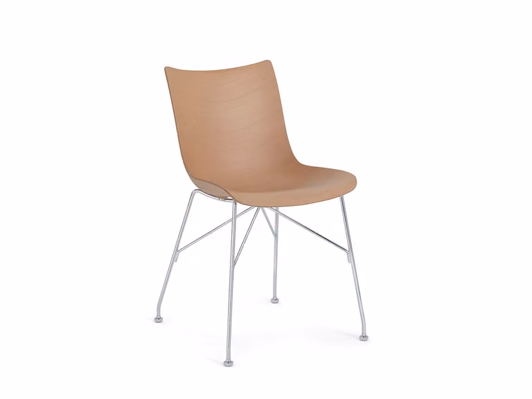 P/Wood Sedia - Legno Chiaro/Cromo