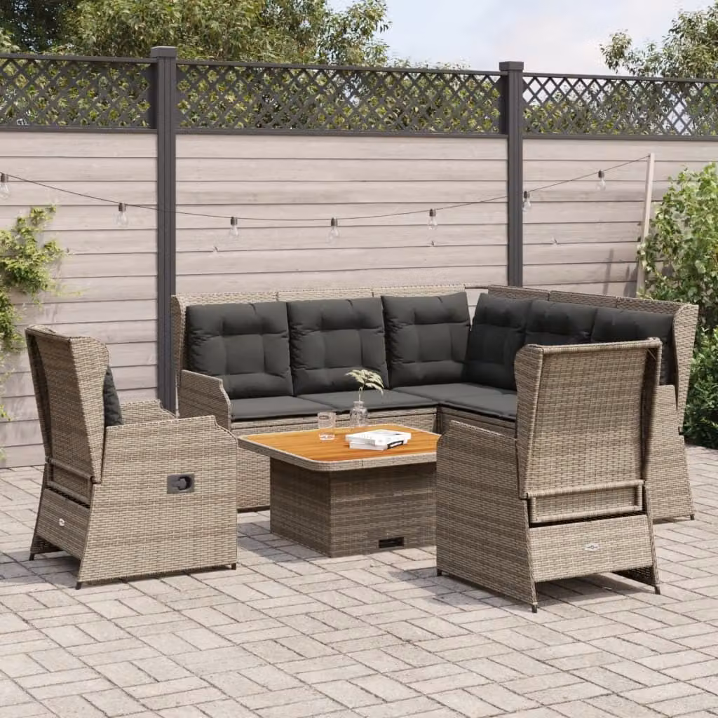 Maison Exclusive - Set da giardino 5 pezzi con cuscini grigio in polyrattan
