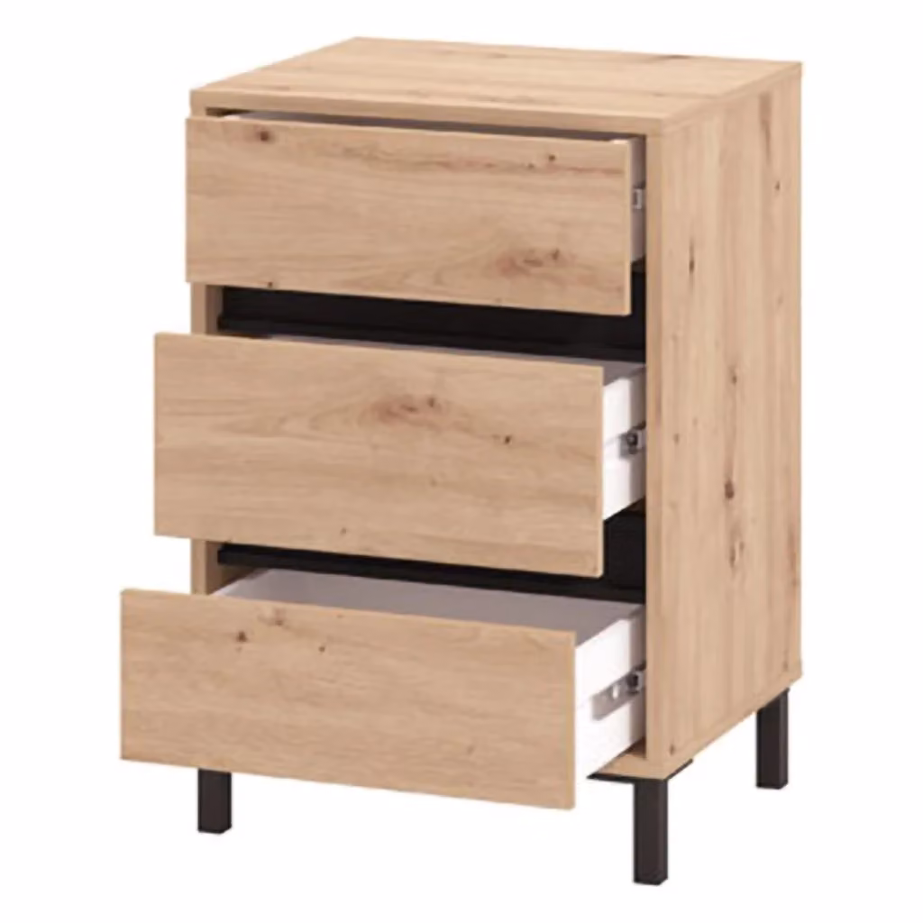 Comodino con un ripiano DMORA in legno e metallo, colore marrone, L: 48 cm, P: 40 cm, H: 71 cm – 2