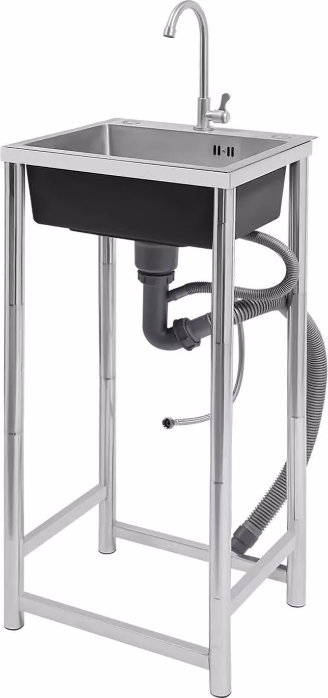 Lavello da cucina, acciaio inox resistente, design a scarico ottimizzato, argento