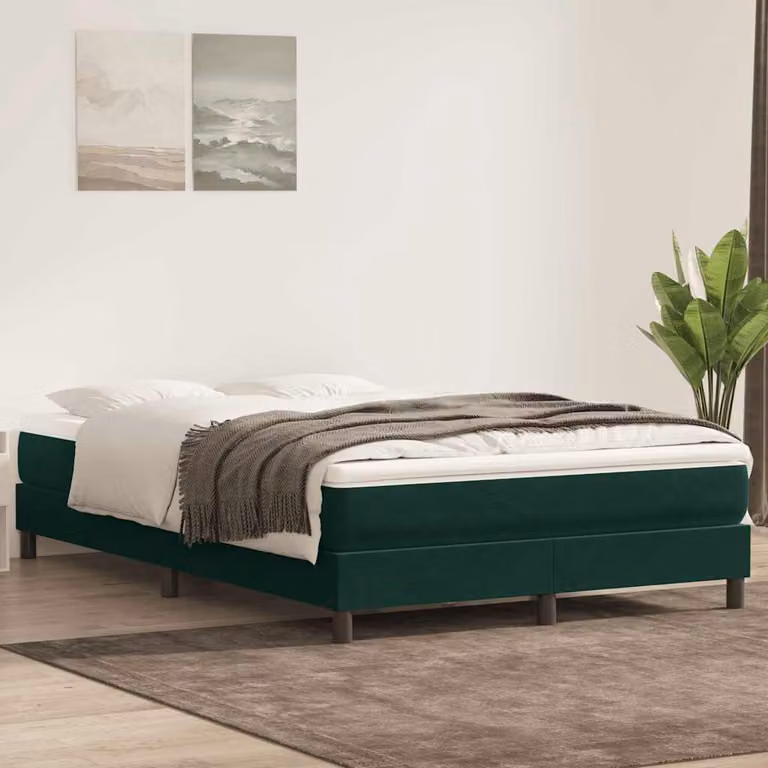 Letto a molle vidaXL in velluto verde scuro con doghe in legno L/P/H: 220 x 163 x 200 cm