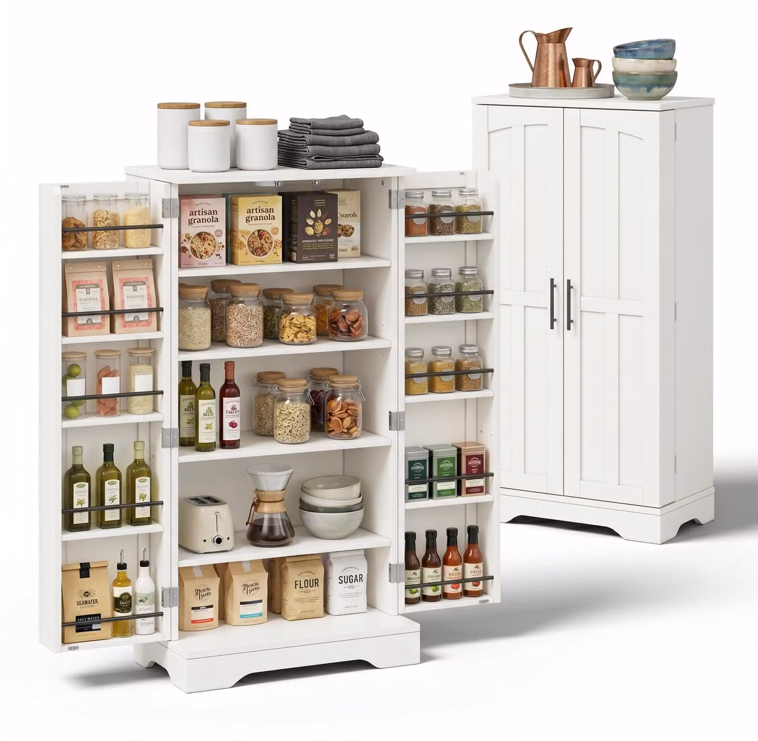 MobileR: Armadietto alto per cucina, armadietto alto da 60 x 40 x 120 cm, bianco, MDF