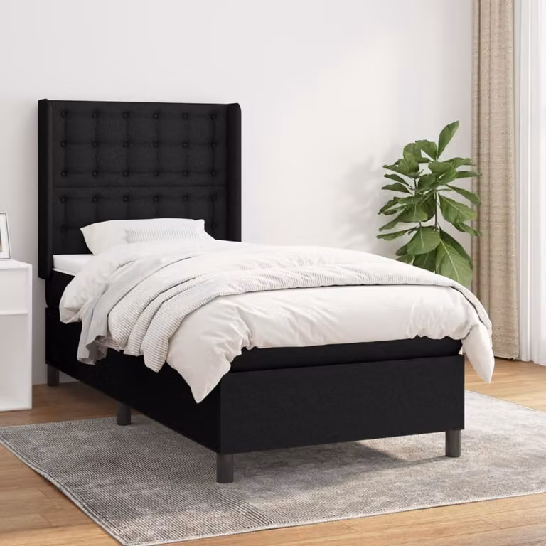 Maison Exclusive - Giroletto a Molle con Materasso Nero 100x200 cm in Tessuto
