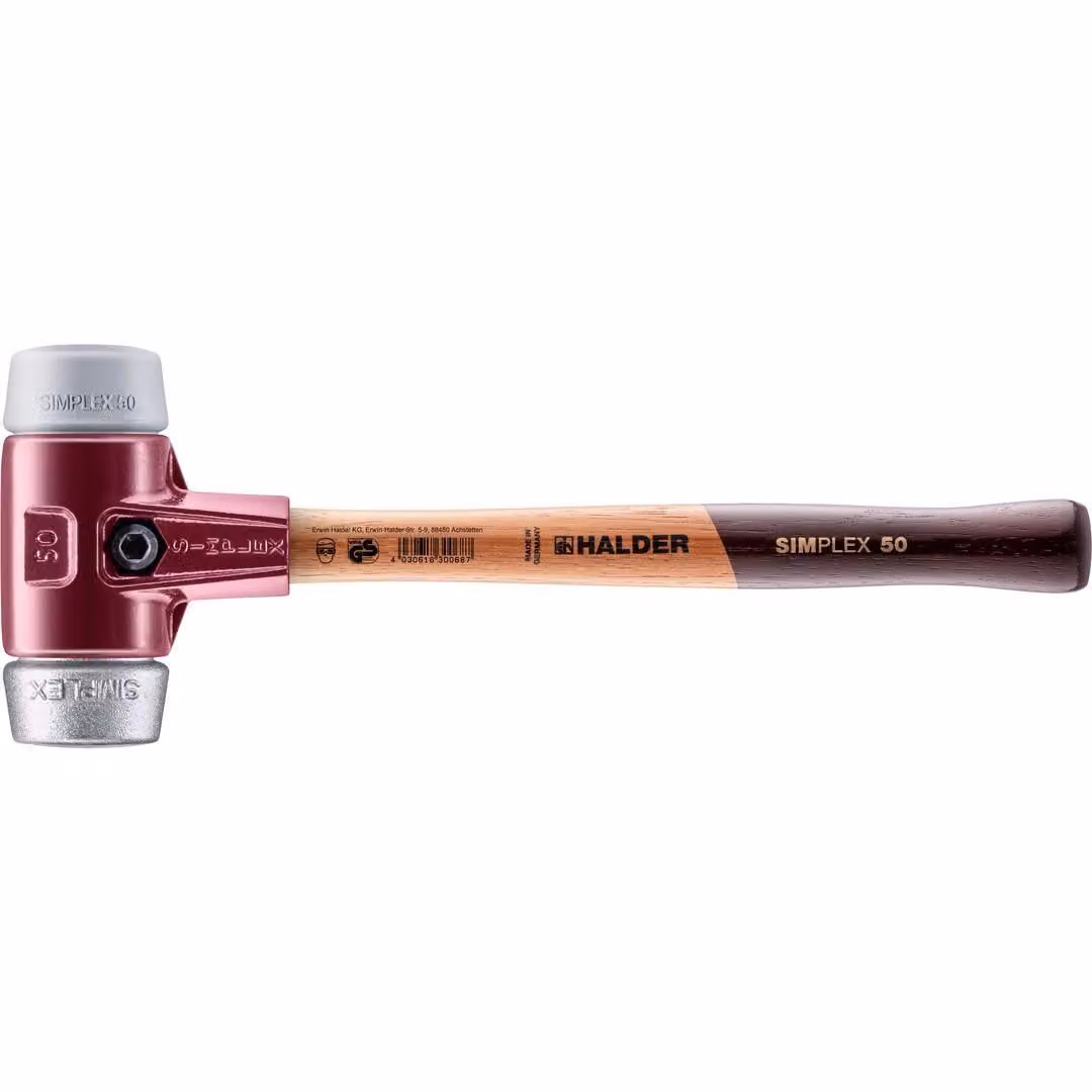 Mazza SIMPLEX soft-face con alloggiamento TE e impugnatura in legno, Ø 50, TPE-mid / metallo morbido