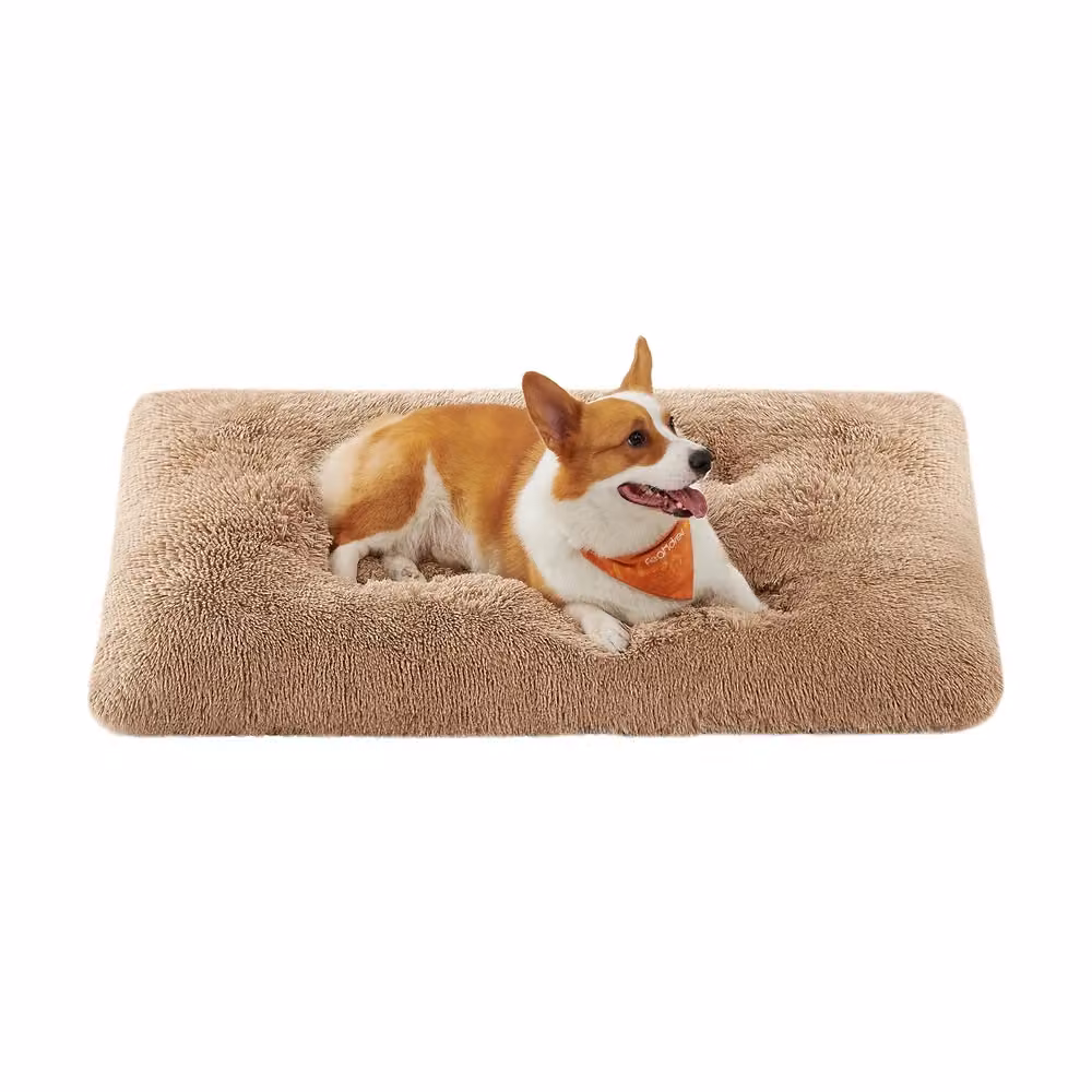 Cuccia per Cani Lunga in Peluche | FEANDREA, Marrone Cammello / XL (110 x 73 cm)