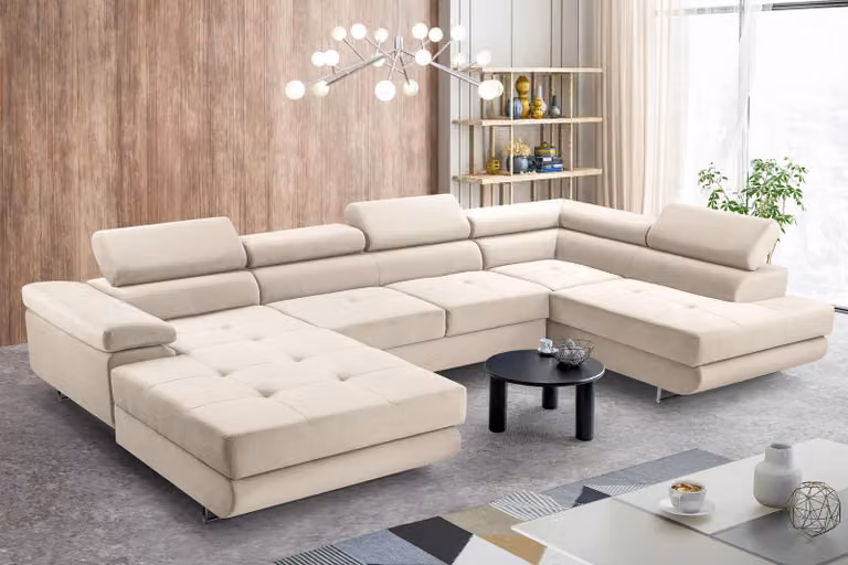 AX LIVING Arborio XL Divano componibile XXL a forma di U in beige R
