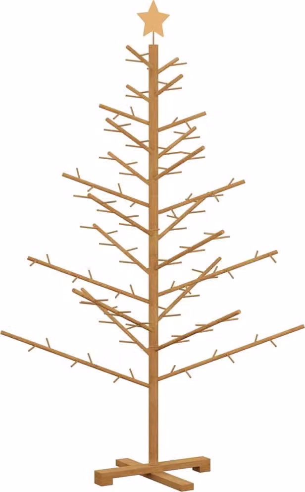 Albero di Natale in legno con supporto Marrone 150 cm