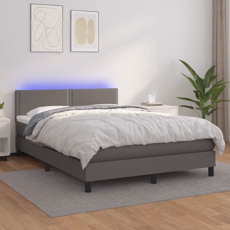 Maison Exclusive - Giroletto Molle con Materasso e LED Grigio 140x200cm Pelle finta